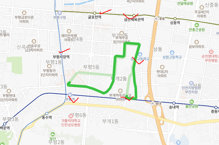  [인천] 579번버스 시간표,  노선 정보 : 부개역, 방촌공원,부평역