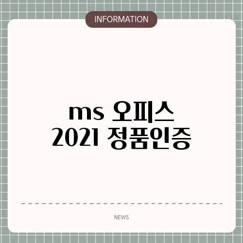 ms 오피스 2021 정품인증