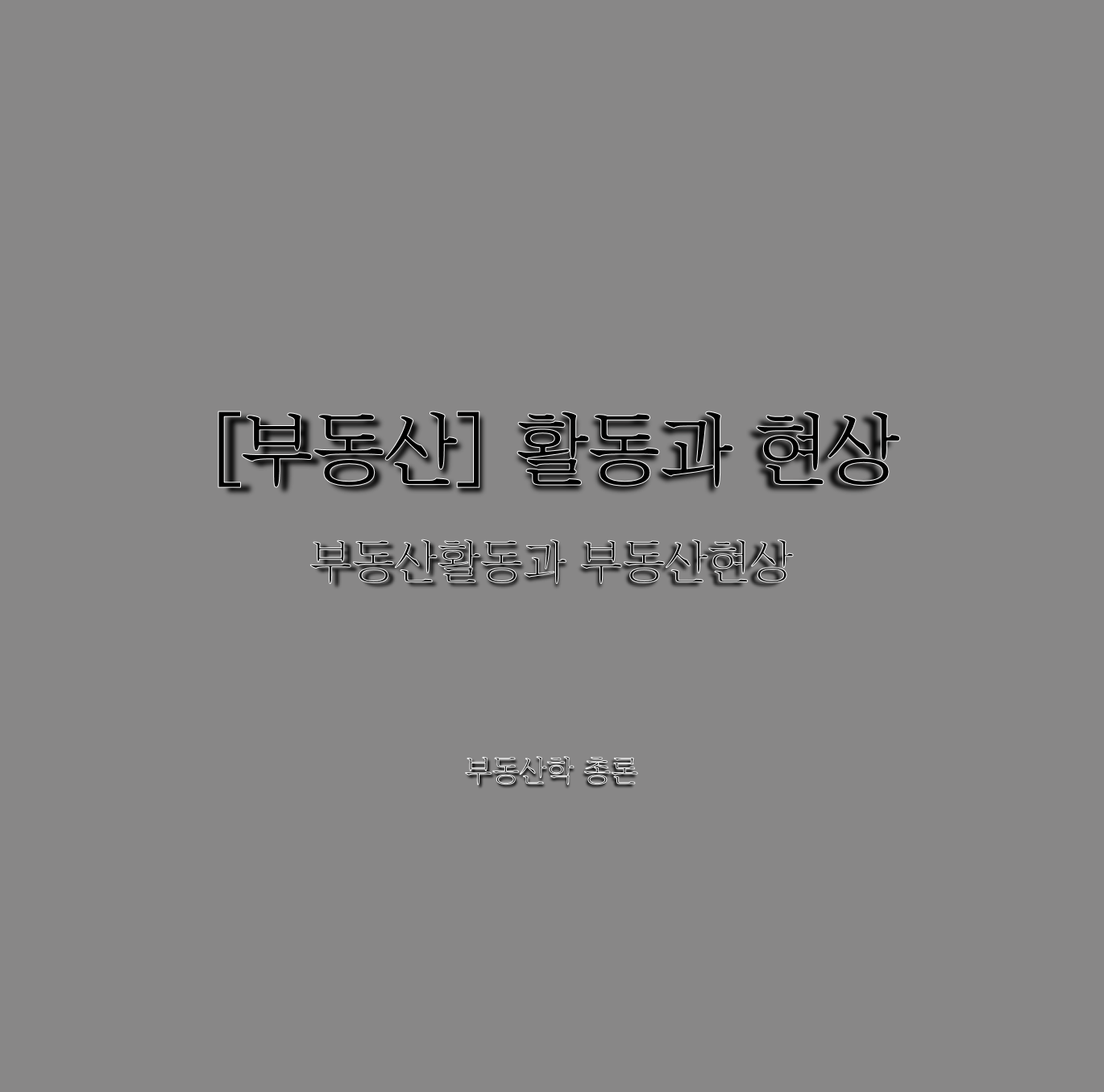  [부동산] 활동과 현상