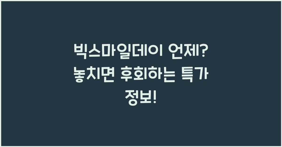 빅스마일데이 언제