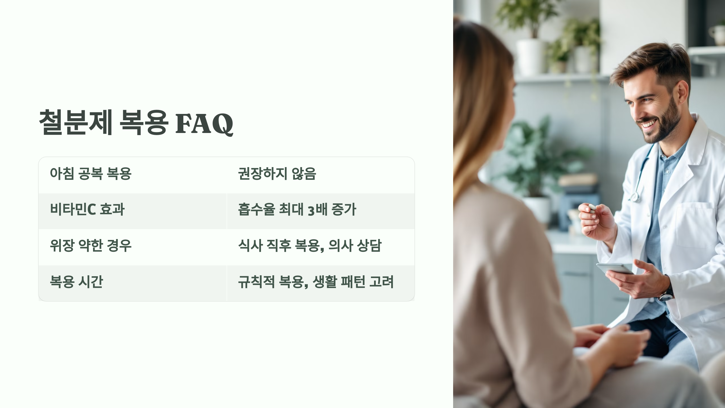 철분제 복용 자주 묻는 질문을 소개한 PPT 이미지