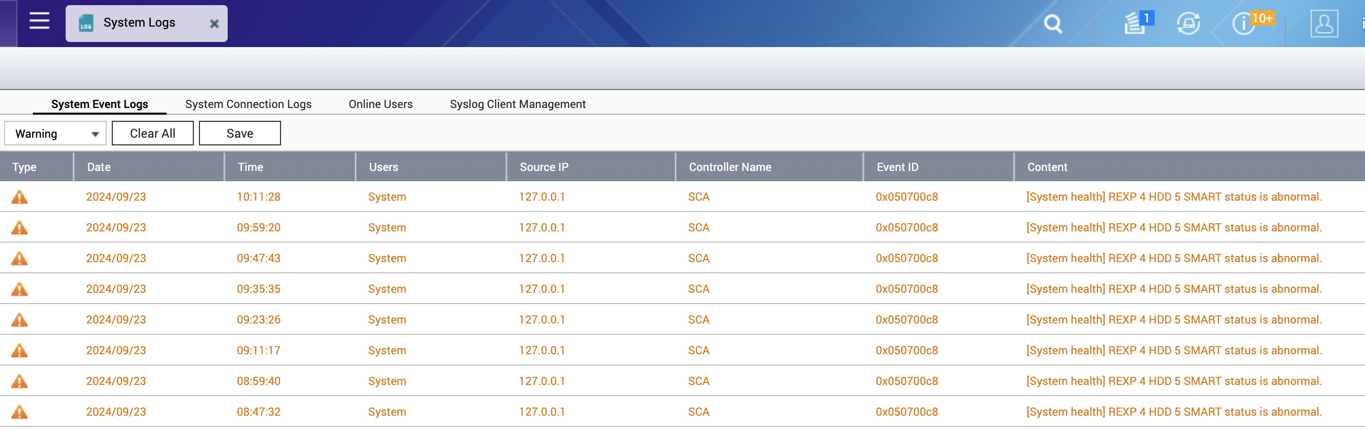 QNAP SMART status is abnormal