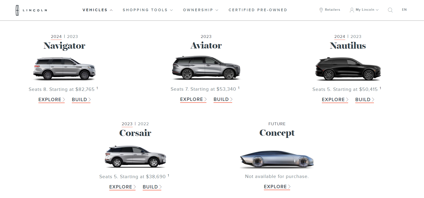 Lincoln 라인업