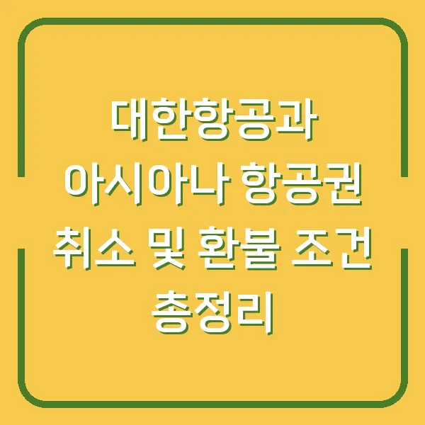 대한항공과 아시아나 항공권 취소 및 환불 조건 총정리