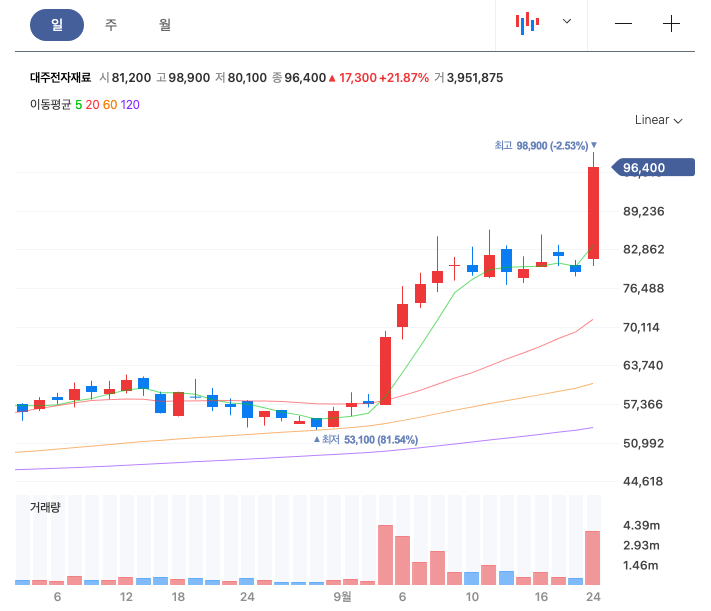  대주전자재료 주식 종목 분석
