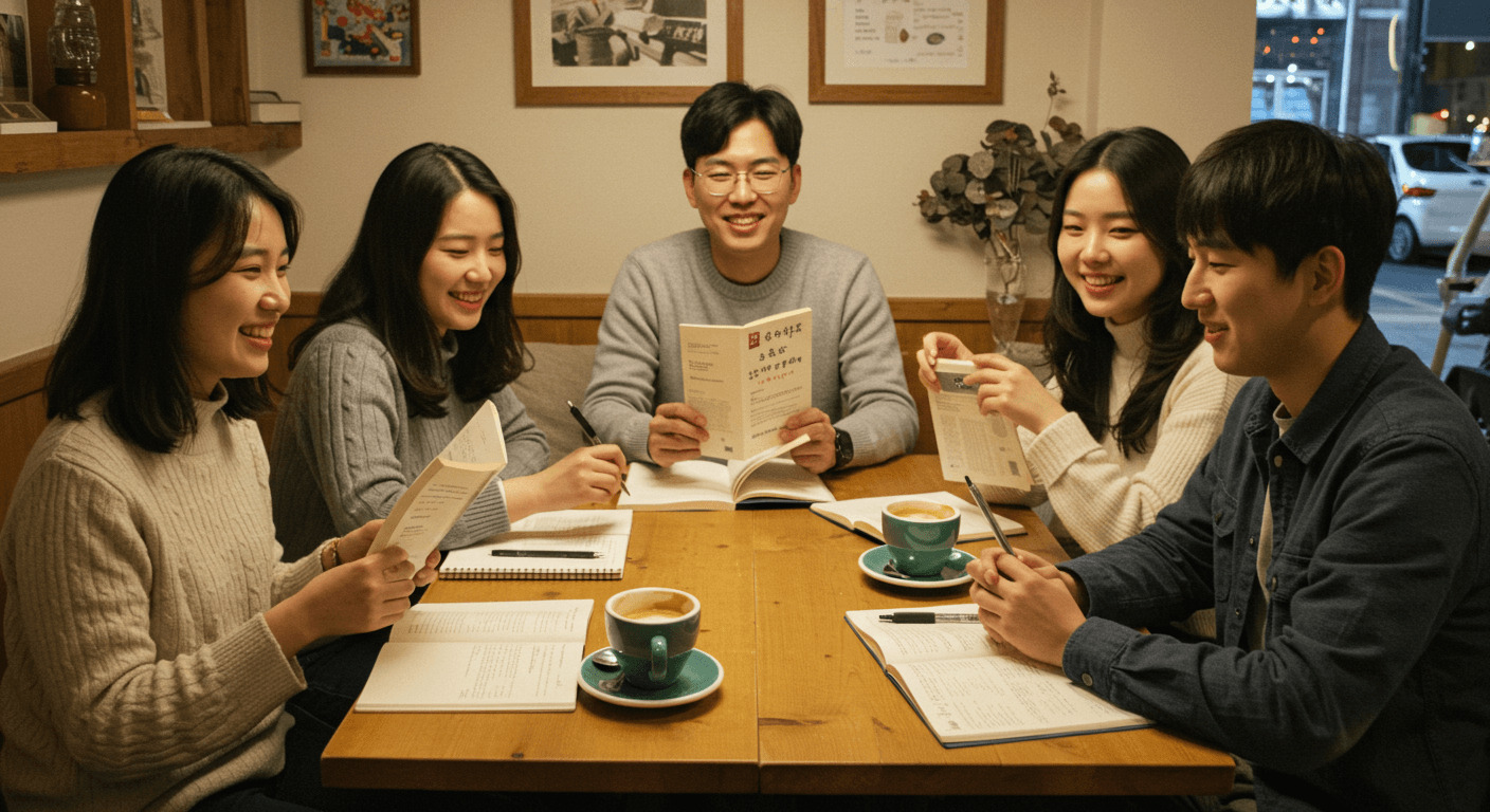 1인 가구 소셜 루틴으로 독서 모임 하는 모습