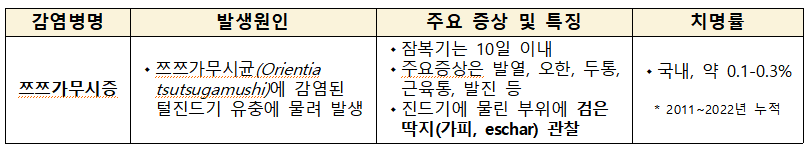 쯔쯔가무시 병의 증상과 치료법(예방법)