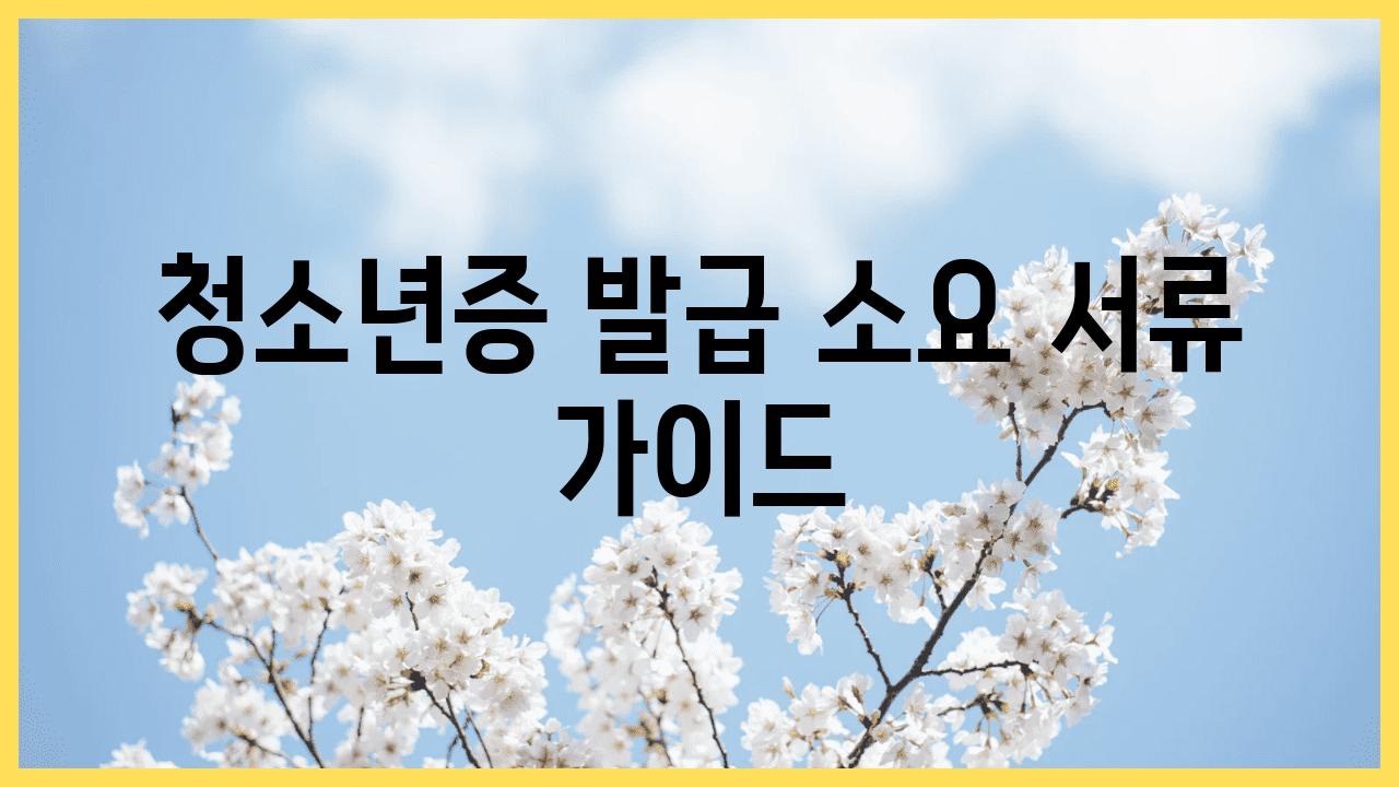 청소년증 발급 소요 서류 가이드