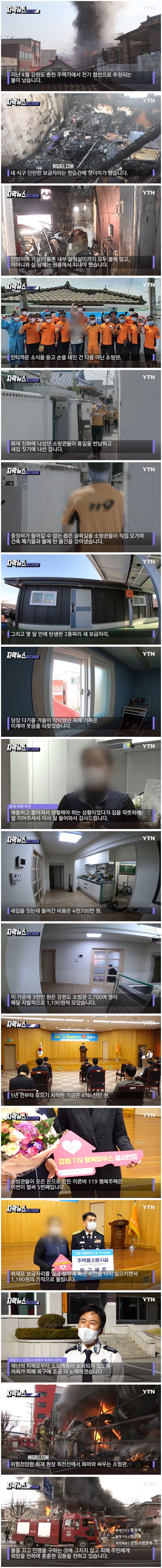 화재로 집 잃은 거주민에게 집을 지어준 소방관들