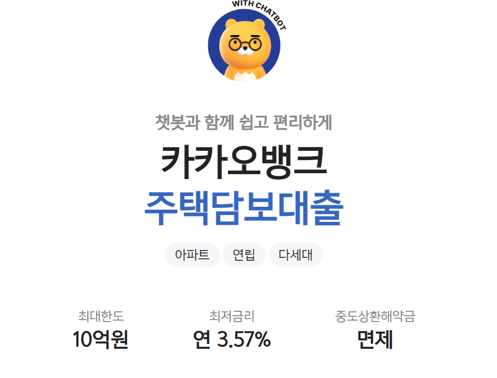  카카오뱅크 주택담보대출 특판 출시 (최저 3.57%)