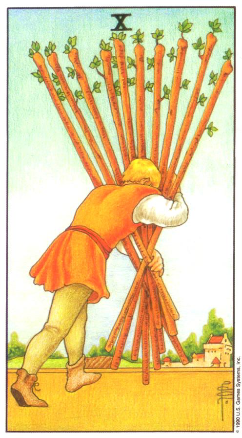  [마이너/완드/정방향] Ten of Wands (완드 10번) 해석/풀이/키워드/정리