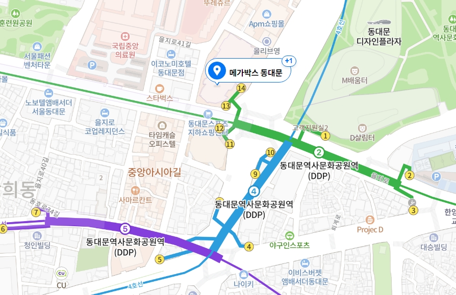 동대문 메가박스 영화관 위치 약도