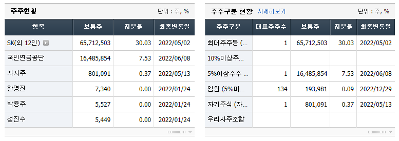 SK텔레콤 주주현황