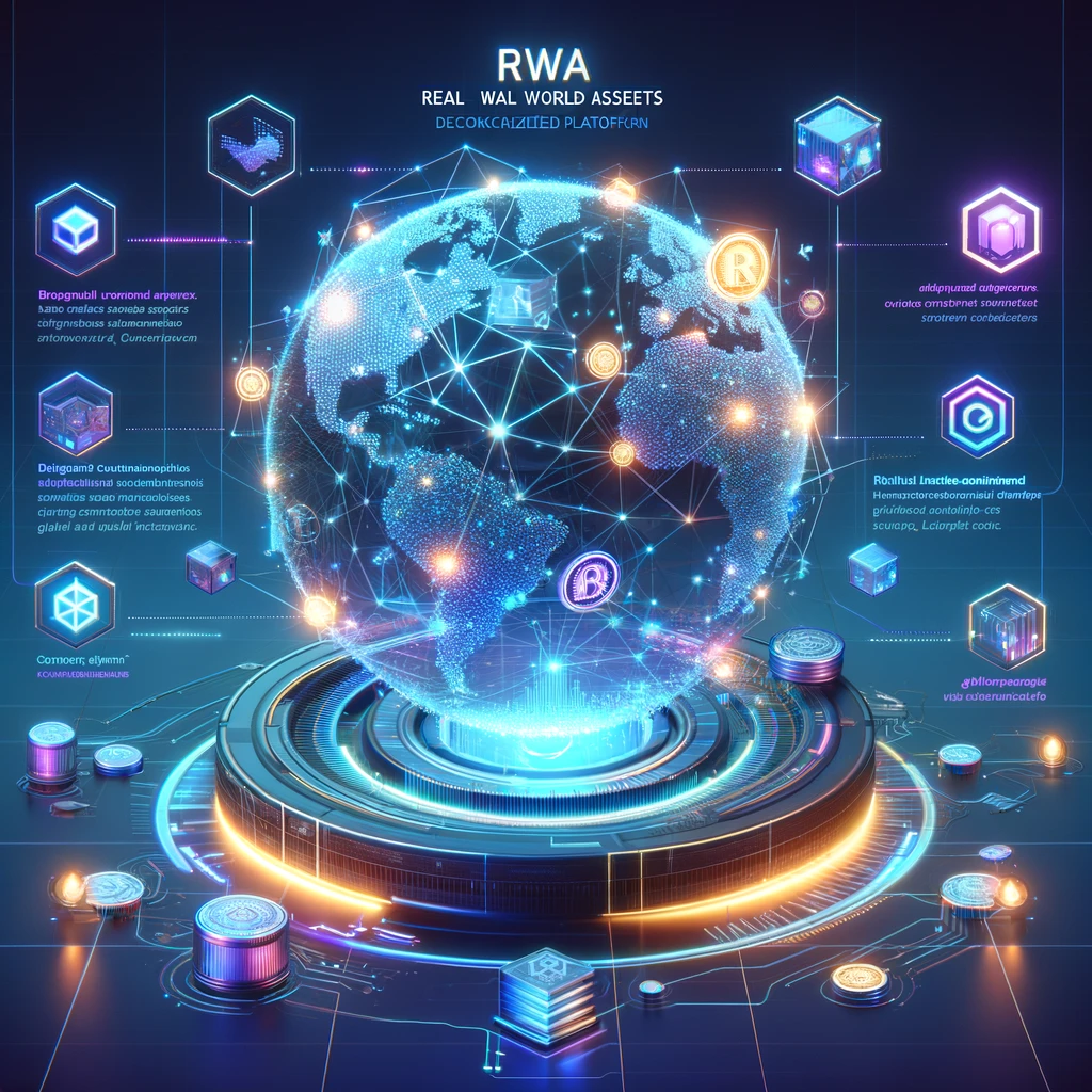 지구본과 인터넷, 블록체인 기술을 통해 RWA 플랫폼의 전망을 표현한 이미지입니다