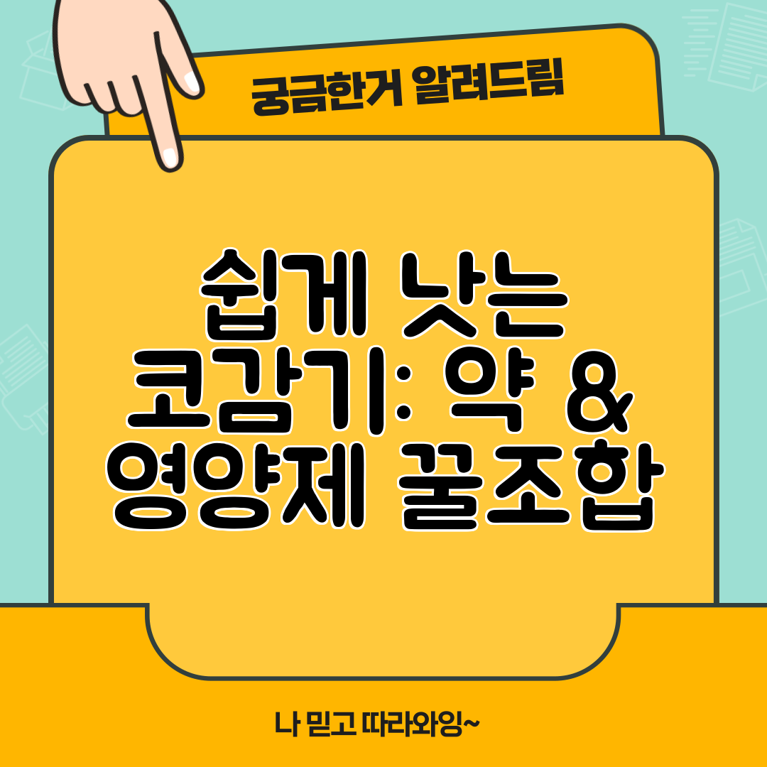 쉽게 낫는 코감기 약 &amp; 영양제 꿀조합
