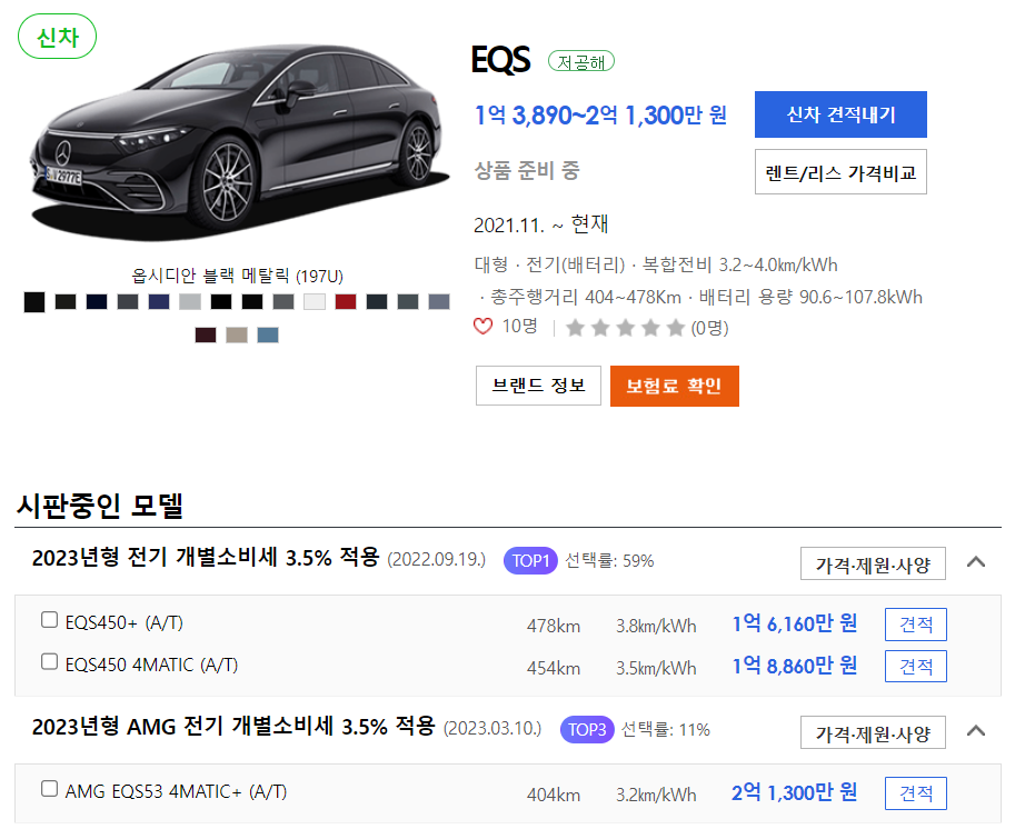 벤츠 대형 EQS 가격