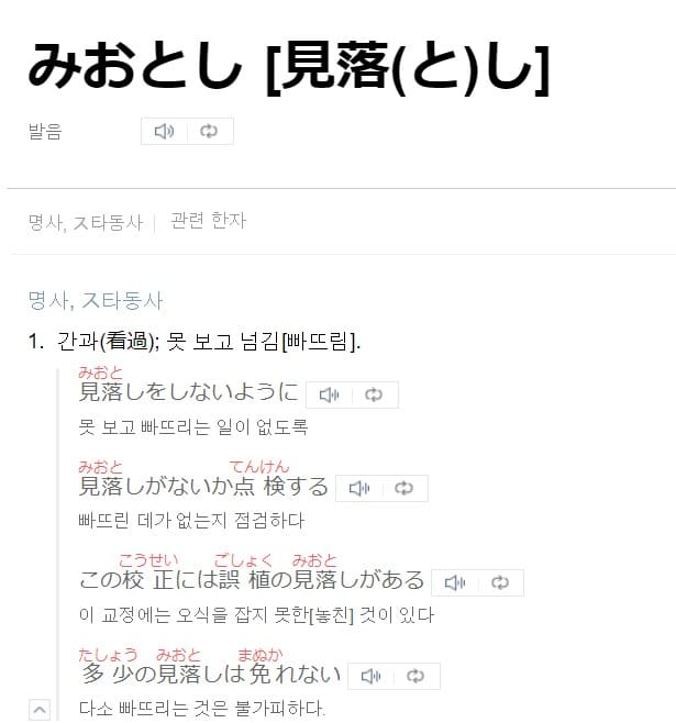 간과하다&#44; 못 보다 등을 의미하는 단어가 일본어로 적혀 있는 그림
