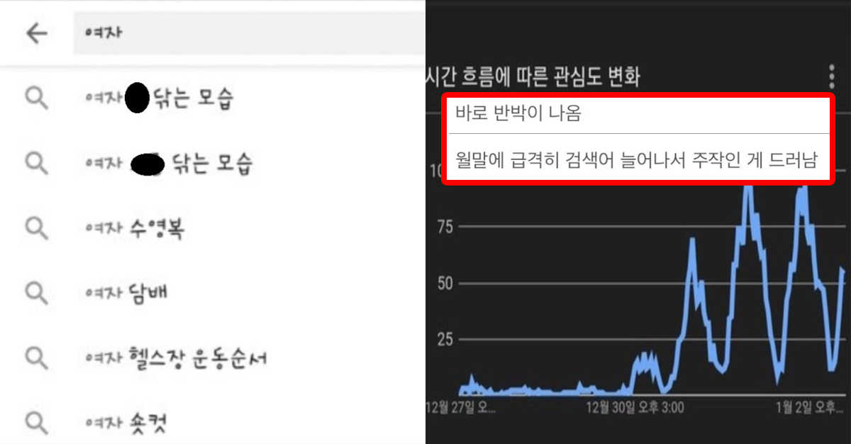  페미들이 검색어 주작으로 남혐 조장 일으키는 과정