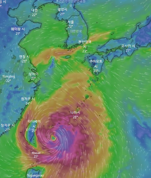 태풍-힌남노-현재-바람-레이더-사진-출처-windy.com