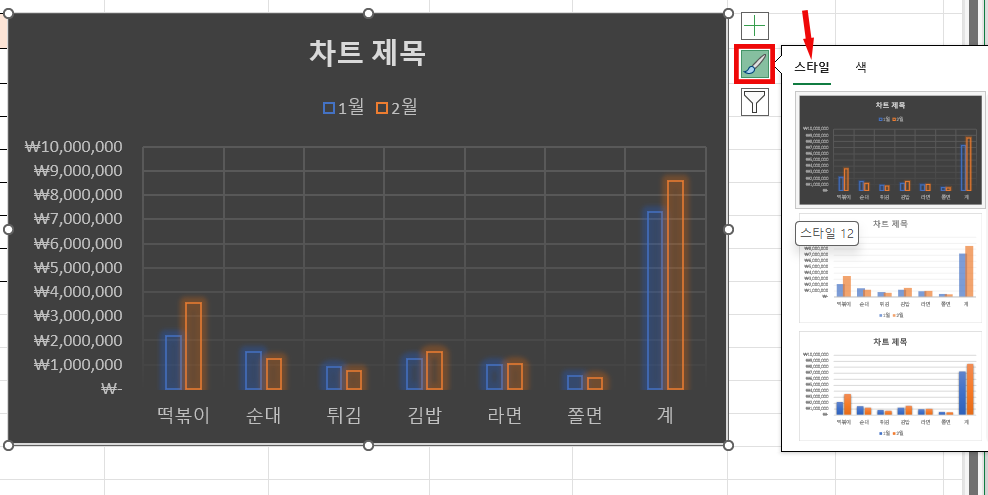 엑셀 그래프 만들기