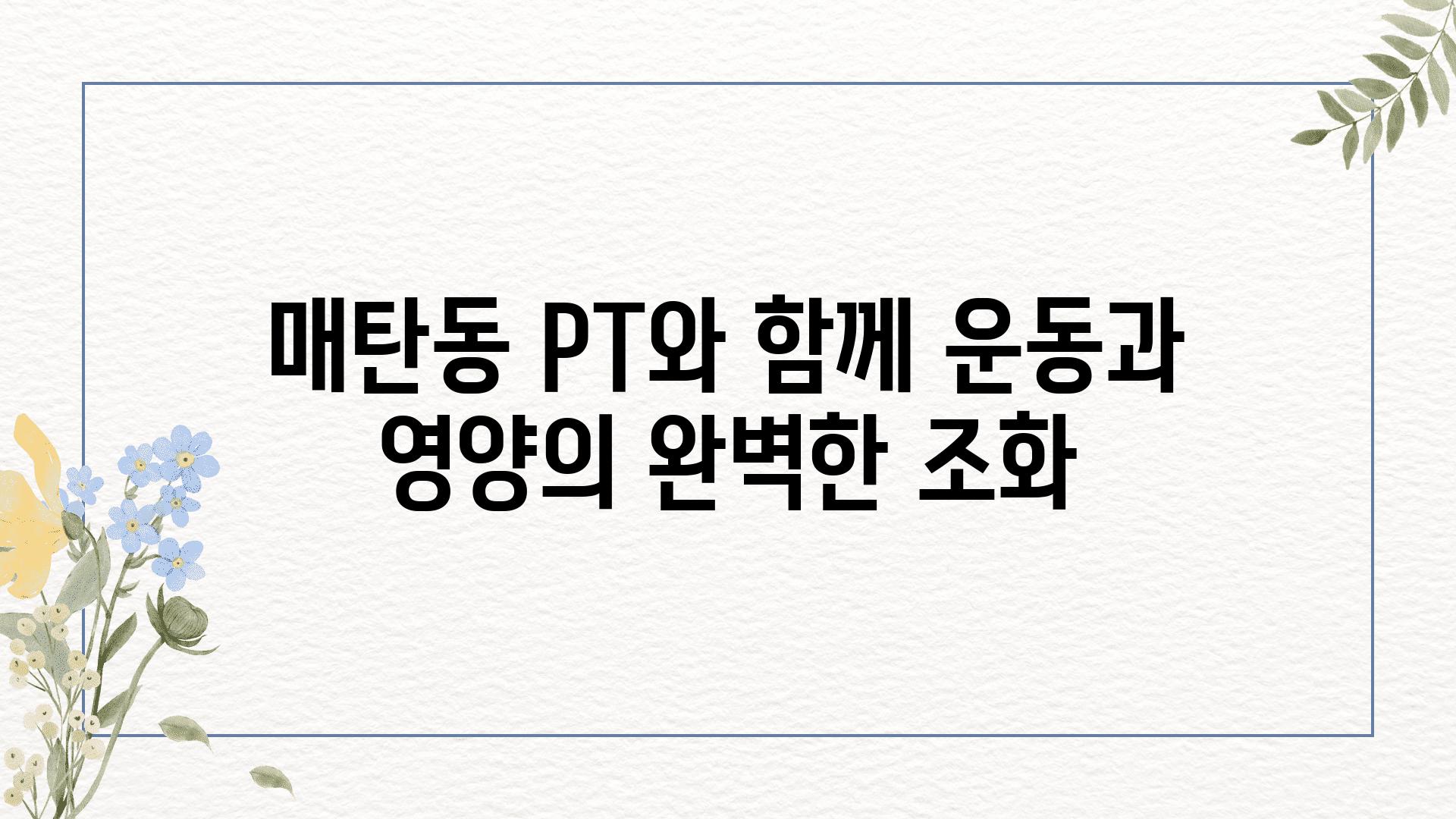 매탄동 PT와 함께 운동과 영양의 완벽한 조화