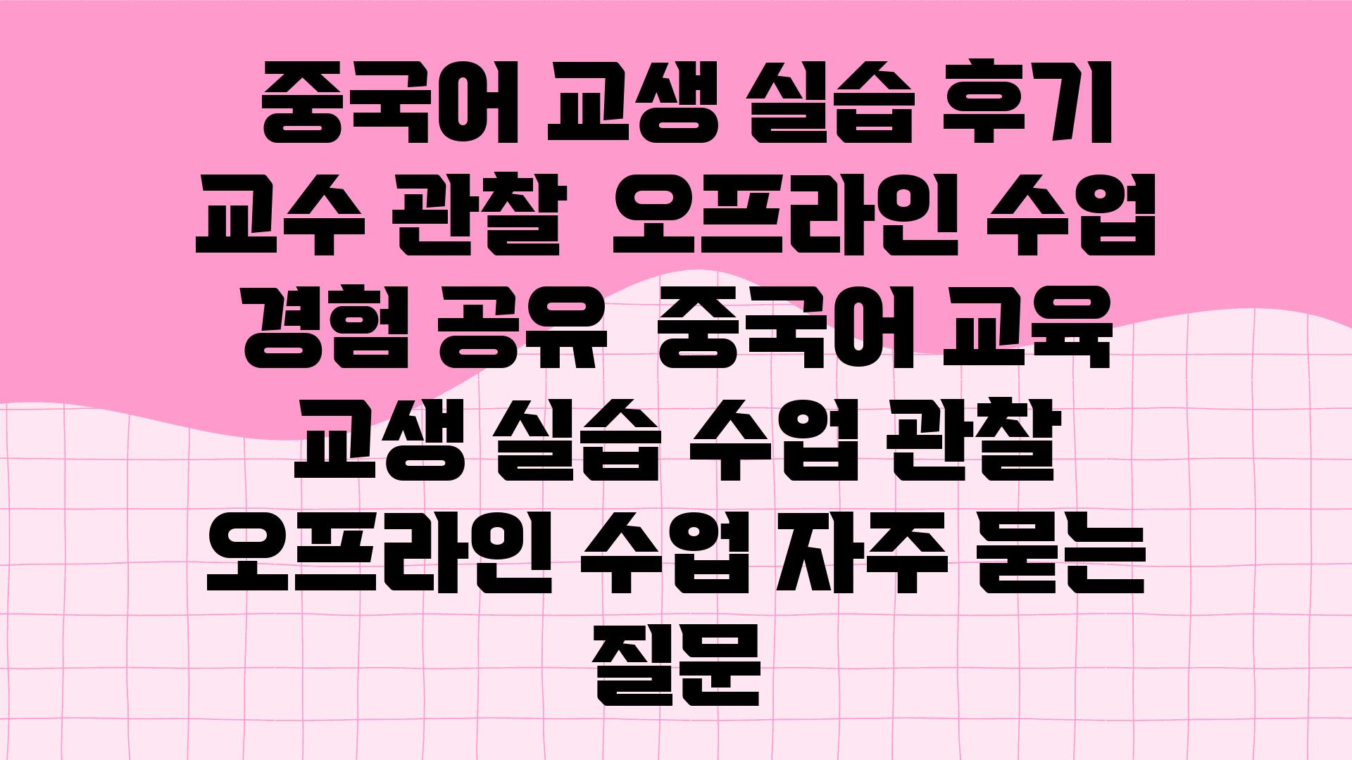  중국어 교생 실습 후기 교수 관찰  오프라인 수업 경험 공유  중국어 교육 교생 실습 수업 관찰 오프라인 수업 자주 묻는 질문