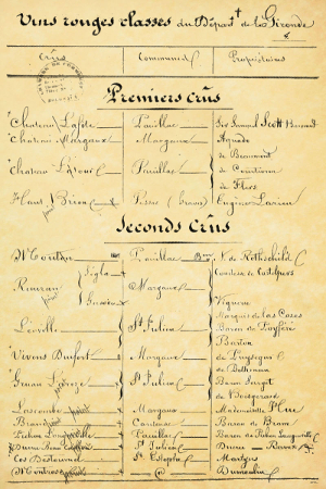 1855 보르도 그랑 크뤼 와인의 1&#44; 2등급 리스트
