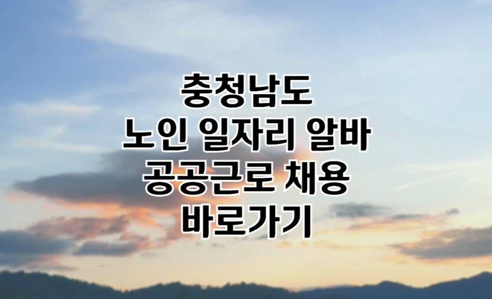 충청남도 노인 일자리 충청남도청 중장년 취업, 시니어 알바, 공공근로, 종합복지관