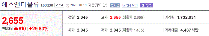  [상한가 종목] 에스앤더블류 (시총 190짜리에 무슨일이?)