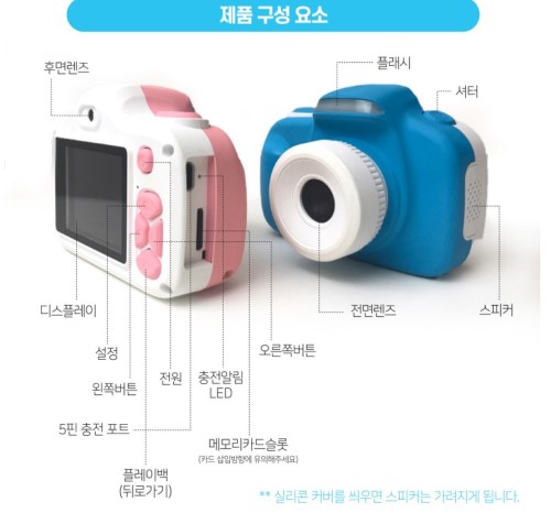 마이퍼스트 카메라의 제품 구성 요소들이 상세히 설명되어 있는 사진