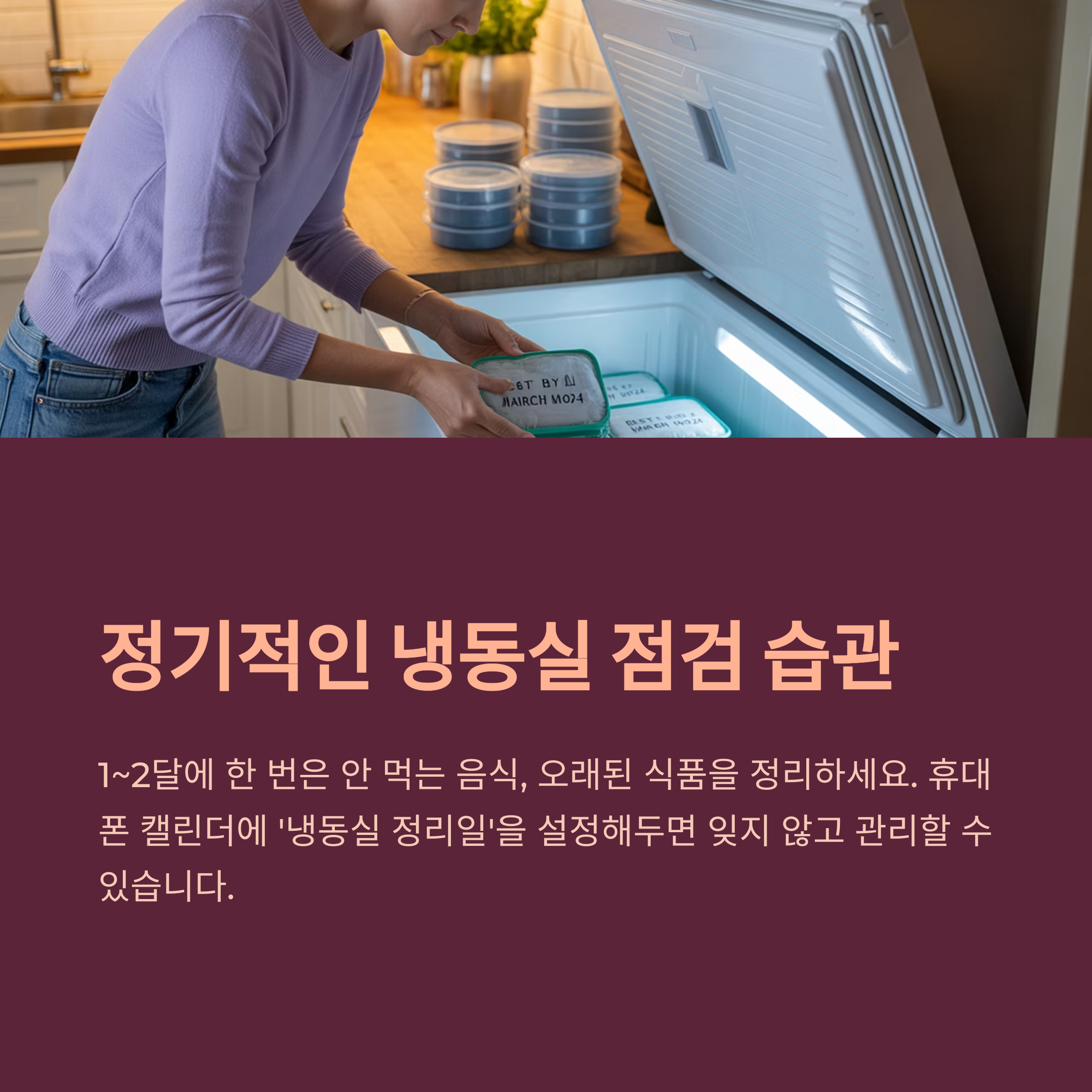 냉동실도 주기적으로 비우고 정리해야 해요