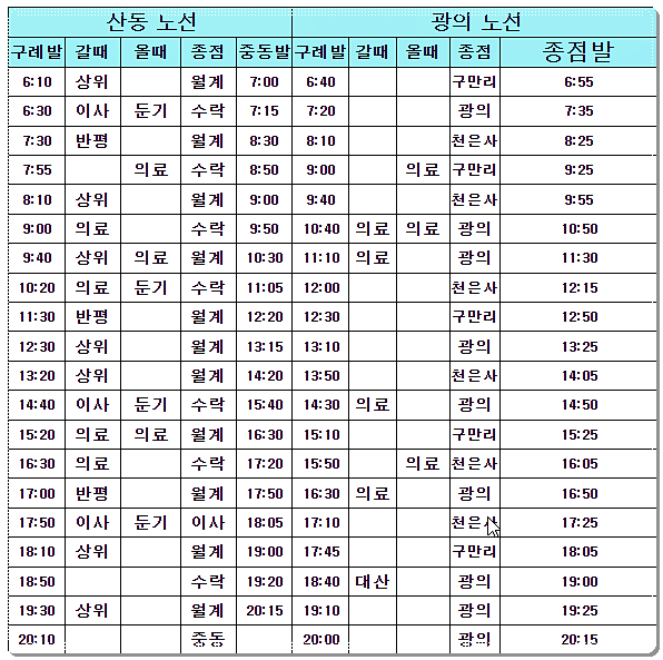 구례 시내버스 시간표 2