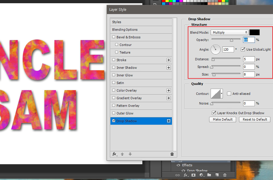 포토샵 drop shadow