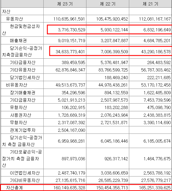 쇼박스 자산현황