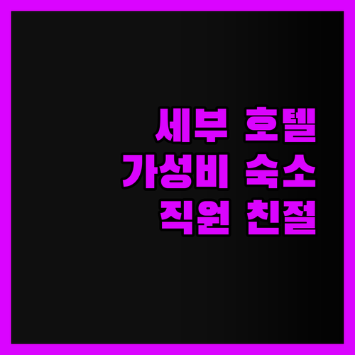 세부 호텔 직원 친절함에 감동! 가성