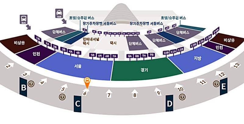 6014-공항버스-인천공항-서울시내행-T1-탑승위치-안내하는-그림