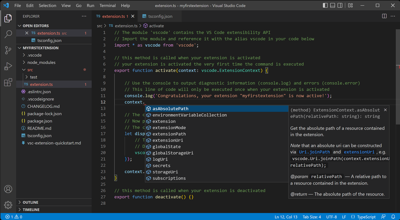 Visual Studio Code 사용화면