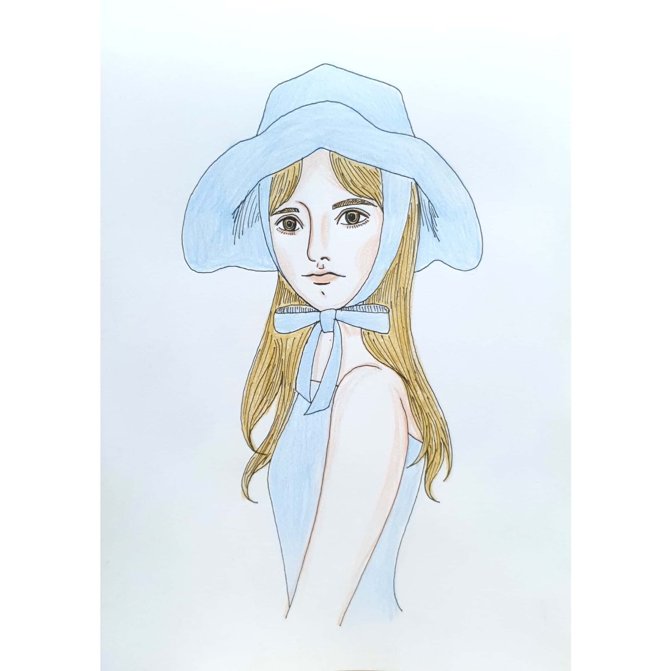  Ribbon Hat 리본 모자 / 일러스트 그림 드로잉 / 인물화 그리기
