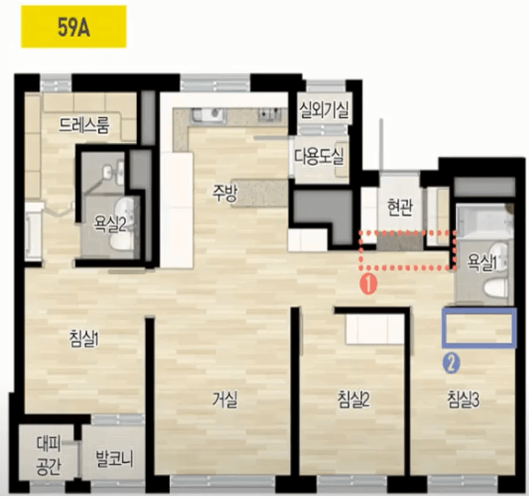 59a 아파트의 모습(17.8평)