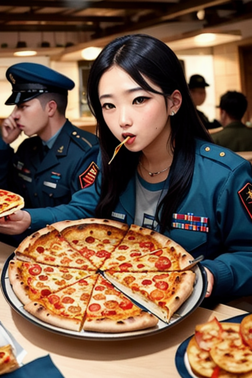 AI가 그린 피자 먹는 군인