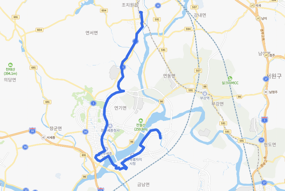  [세종시] 601번버스 노선정보 : 조치원역, 정부세종청사, 고속시외버스터미널, 세종시청