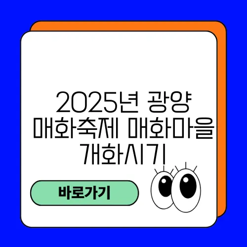 2025년 광양 매화축제 매화마을 개화시기