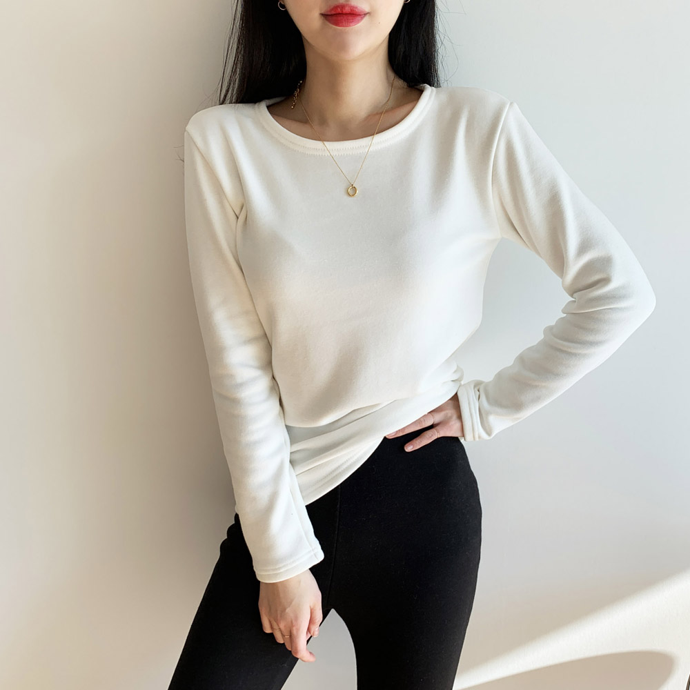 기모티셔츠 밍크 라운드티 융털