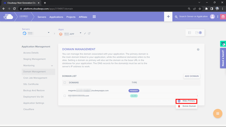 Make Primary Domain