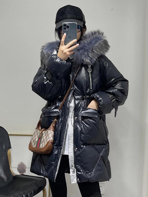 여성 수입의류 덕 다운 폭스퍼 다운패딩 하프패딩