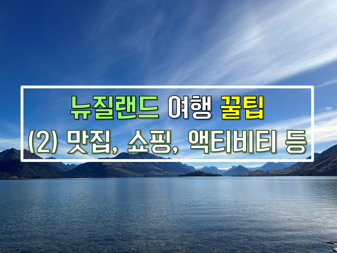  [뉴질랜드 여행] 맛집, 기념품 쇼핑, 렌트카, 액티비티 등 꿀팁 총정리