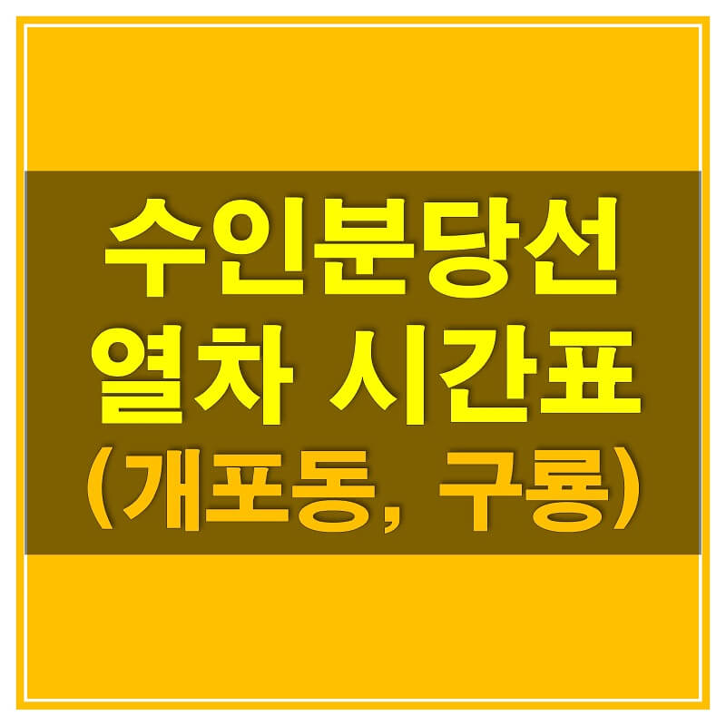  수인분당선 시간표 (개포동과 구룡역 평일, 휴일 열차 시간표)