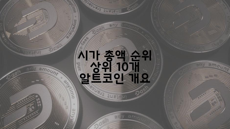 시가 총액 순위 상위 10개 알트코인 개요
