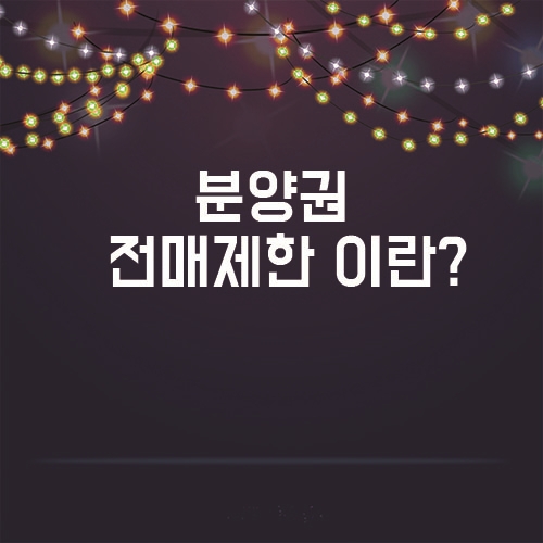  짚고 넘어가기, 분양권 전매제한이란??