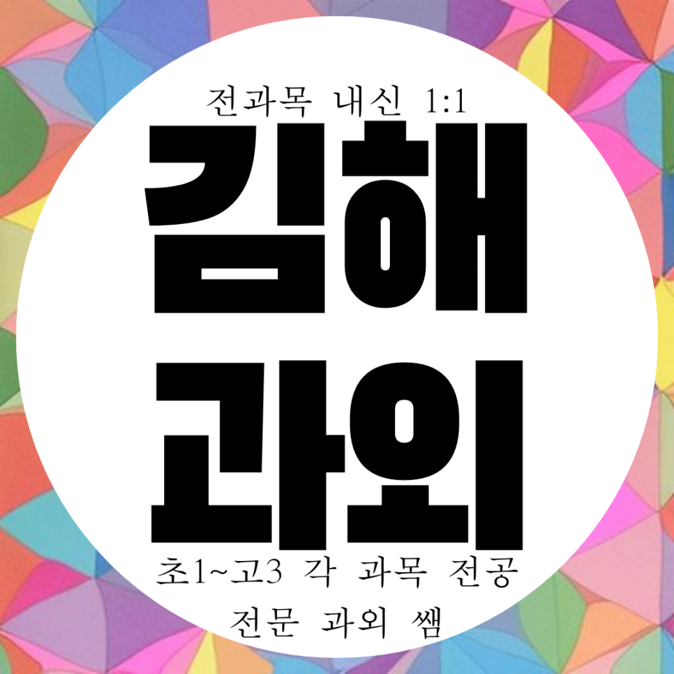  김해 내외동 수학과외 고등 중학생 영어과외 중등 국어 과학 가야고 내신 화학 물리